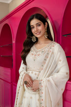 Premium Off White Embroidered Anarkali Suit Set with Dupatta