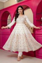 Premium Off White Embroidered Anarkali Suit Set with Dupatta