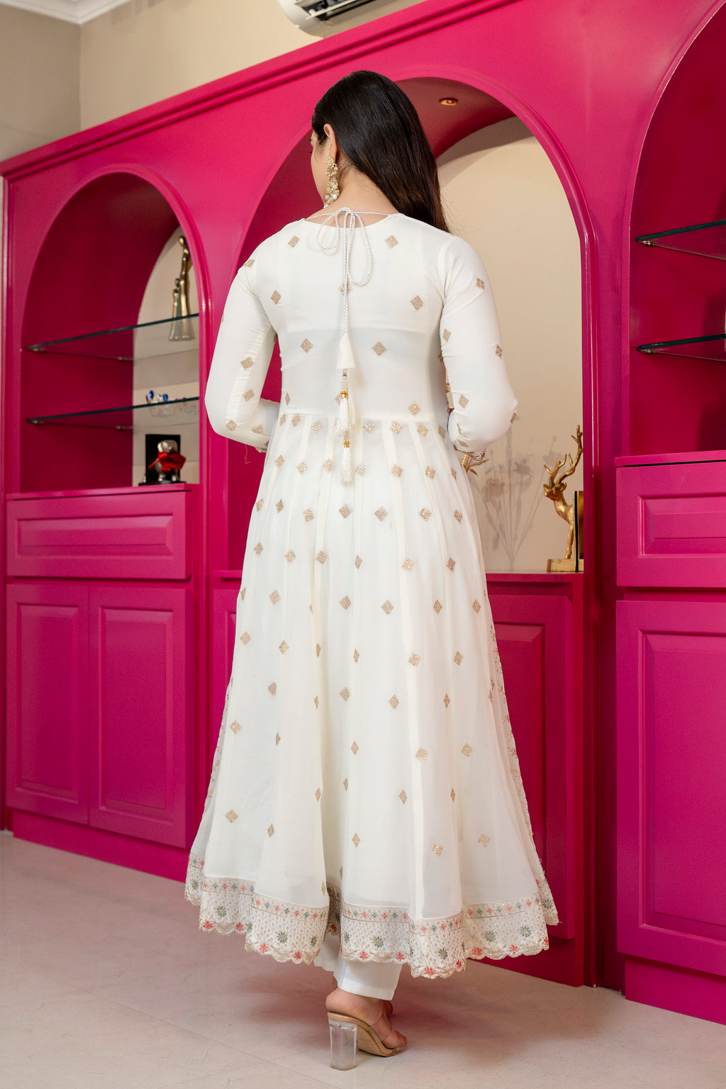 Premium Off White Embroidered Anarkali Suit Set with Dupatta