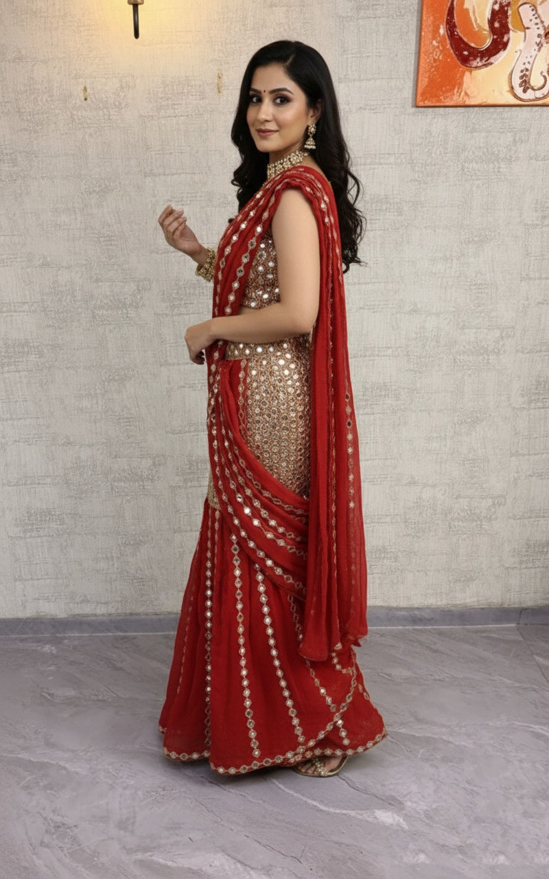 Ready to Wear Real Mirror Work Saree