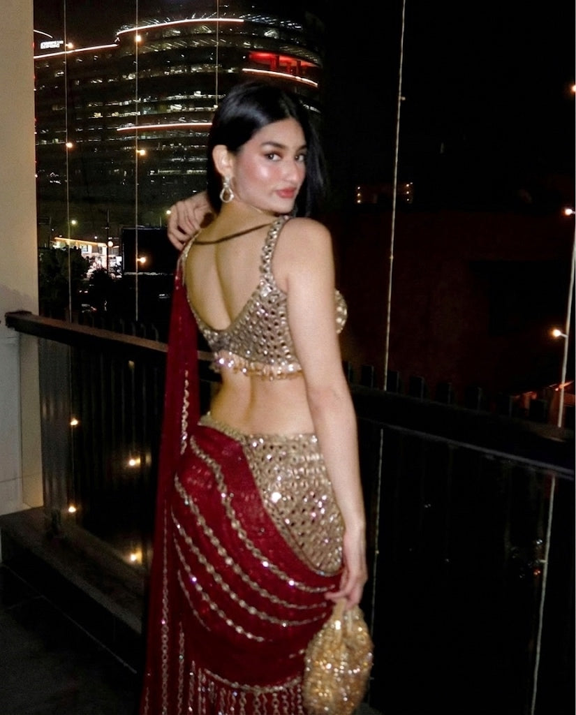 Ready to Wear Real Mirror Work Saree