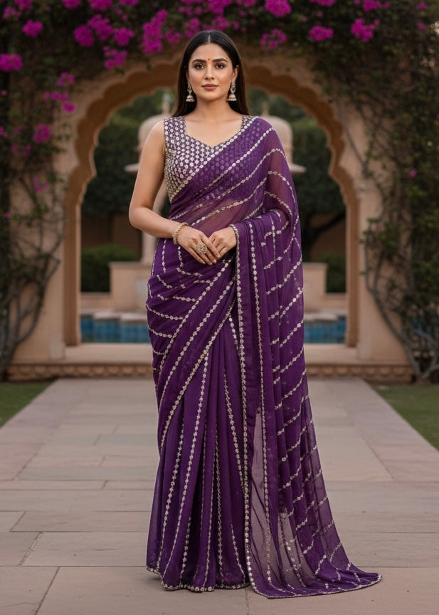 Ready to Wear Mirror Work Saree