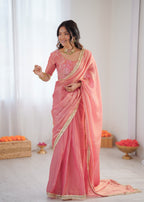 Premium Ready To Wear Fendy Silk Saree With Embroidered Blouse