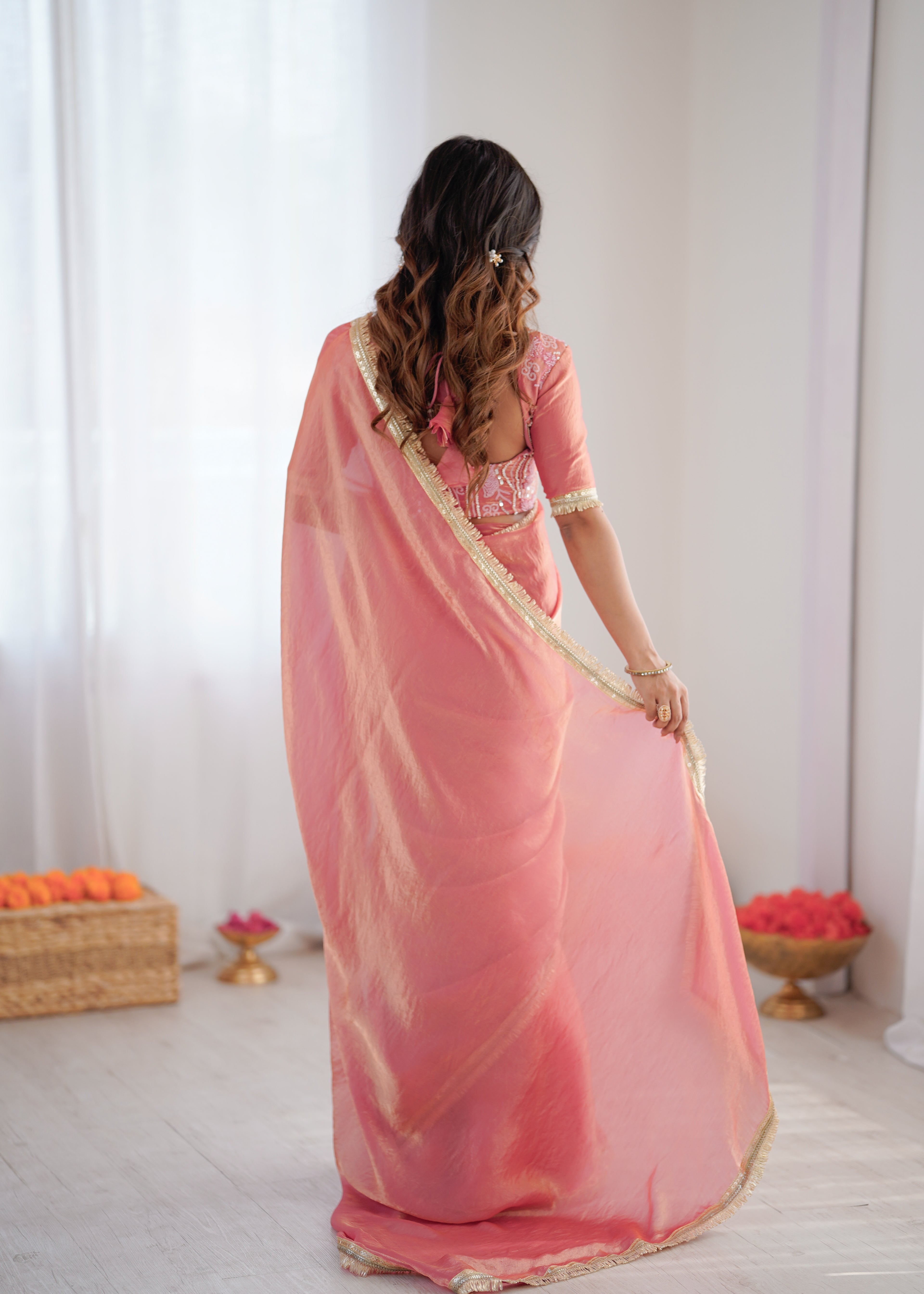 Premium Ready To Wear Fendy Silk Saree With Embroidered Blouse