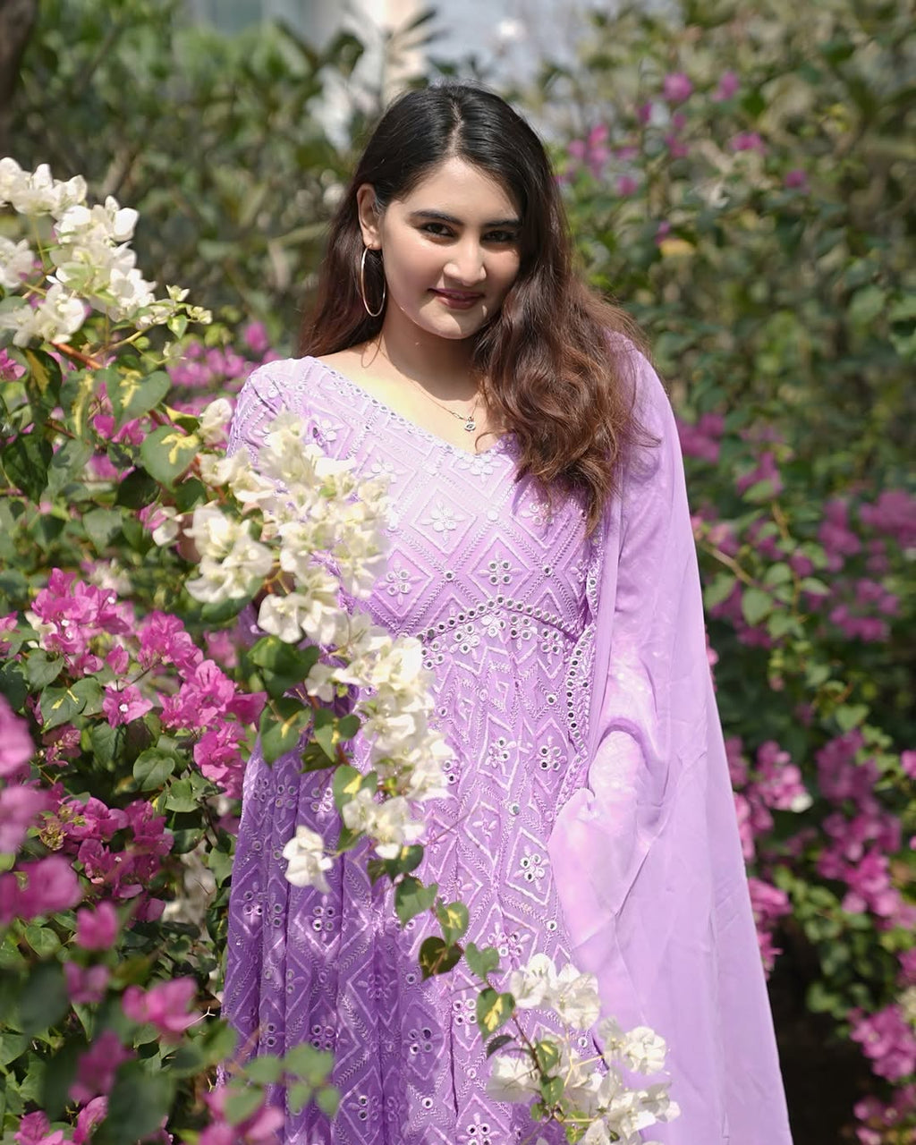 Purple Sequins Embroidered Anarkali Suit Set with Dupatta