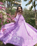 Purple Sequins Embroidered Anarkali Suit Set with Dupatta