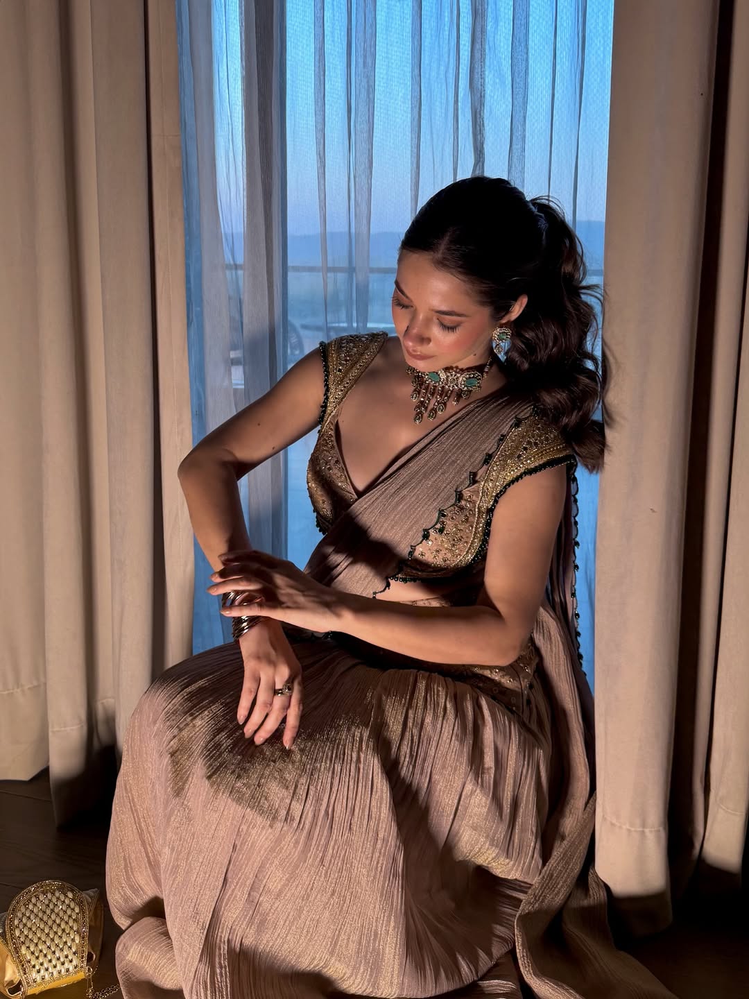Ready to Wear Crushed Party Wear Saree