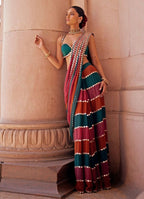 Party Wear Multicolor Real Mirror Work Saree