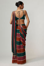 Party Wear Multicolor Real Mirror Work Saree