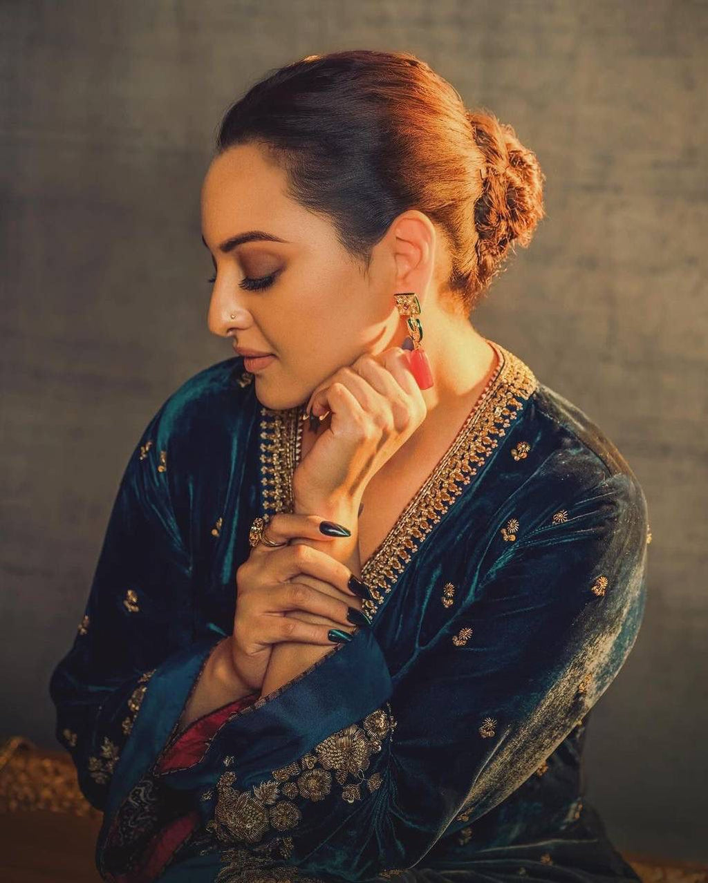 Sonakshi Velvet Embroidered Suit Set with Dupatta