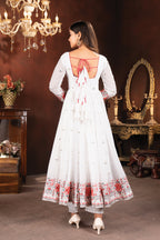 Designer White Embroidered Anarkali Suit Set with Dupatta