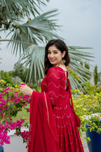 Designer Maroon Embroidered Anarkali Suit Set with Dupatta