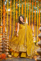 Premium Silk Embroidered Anarkali Suit Set with Palazzo & Dupatta