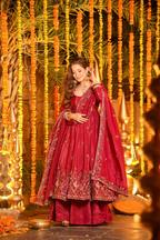 Premium Silk Embroidered Anarkali Suit Set with Palazzo & Dupatta