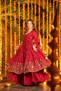 Premium Silk Embroidered Anarkali Suit Set with Palazzo & Dupatta