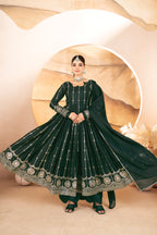 Premium Dark Green Anarkali Suit Set with Dupatta