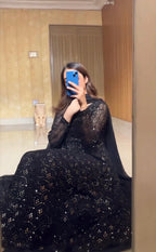 Premium Black Sequins Embroidered Anarkali Suit Set with Sharara