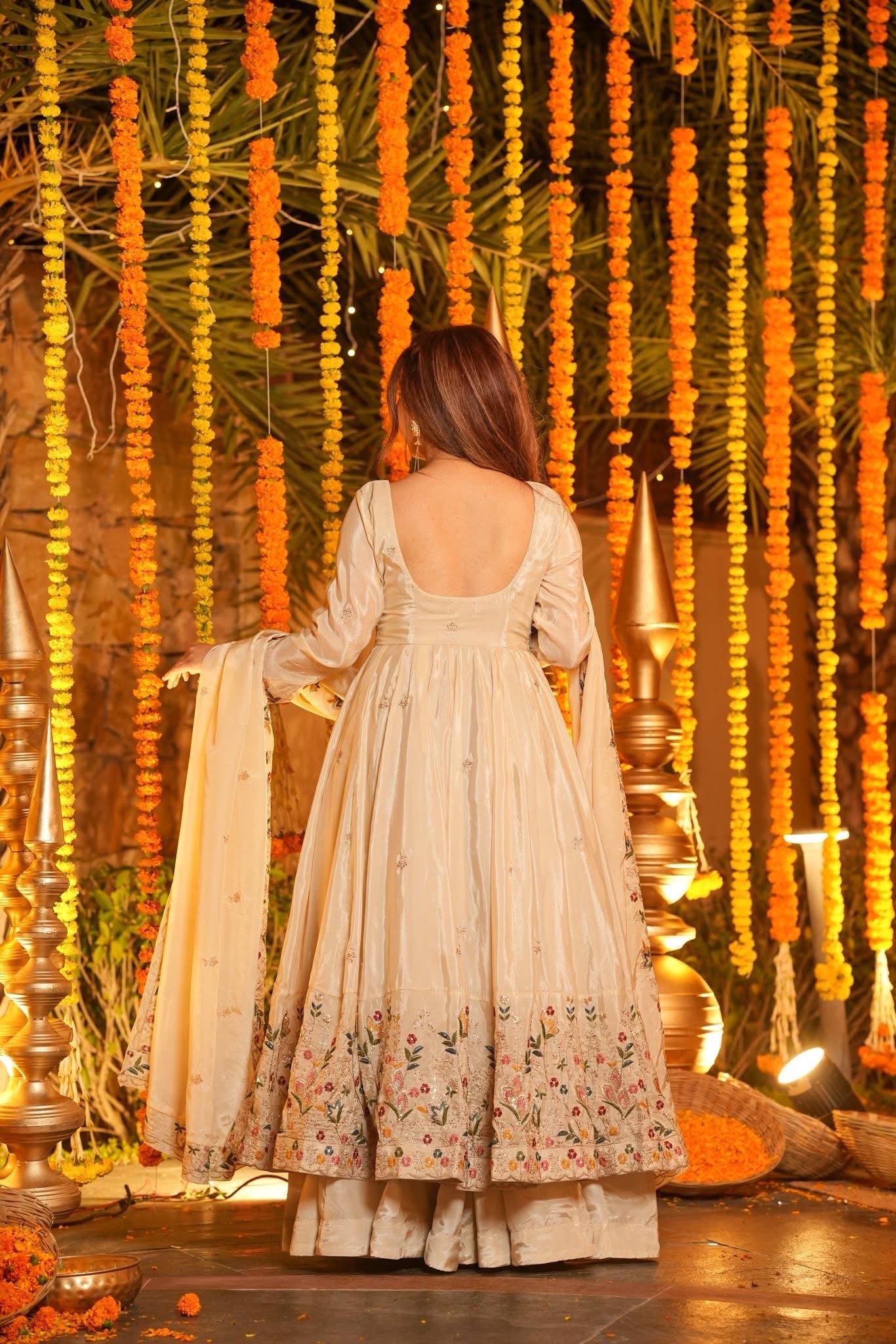 Premium Silk Embroidered Anarkali Suit Set with Palazzo & Dupatta