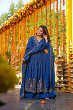 Premium Silk Embroidered Anarkali Suit Set with Palazzo & Dupatta