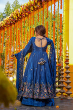 Premium Silk Embroidered Anarkali Suit Set with Palazzo & Dupatta