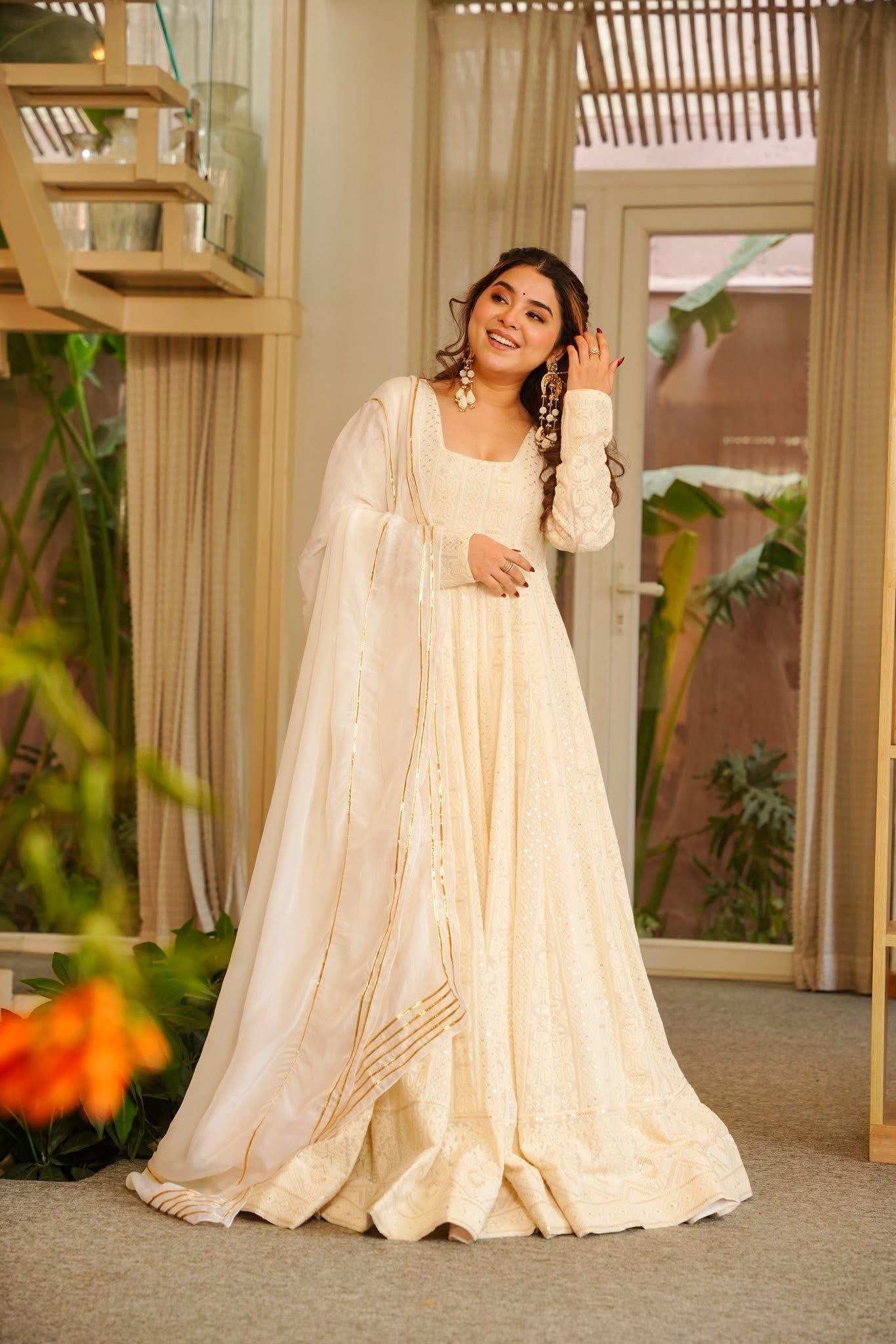 Premium Off White Anarkali Suit Set with Dupatta