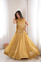 Premium Salsa Crush Lehenga Choli with Zari Embroidered Koti
