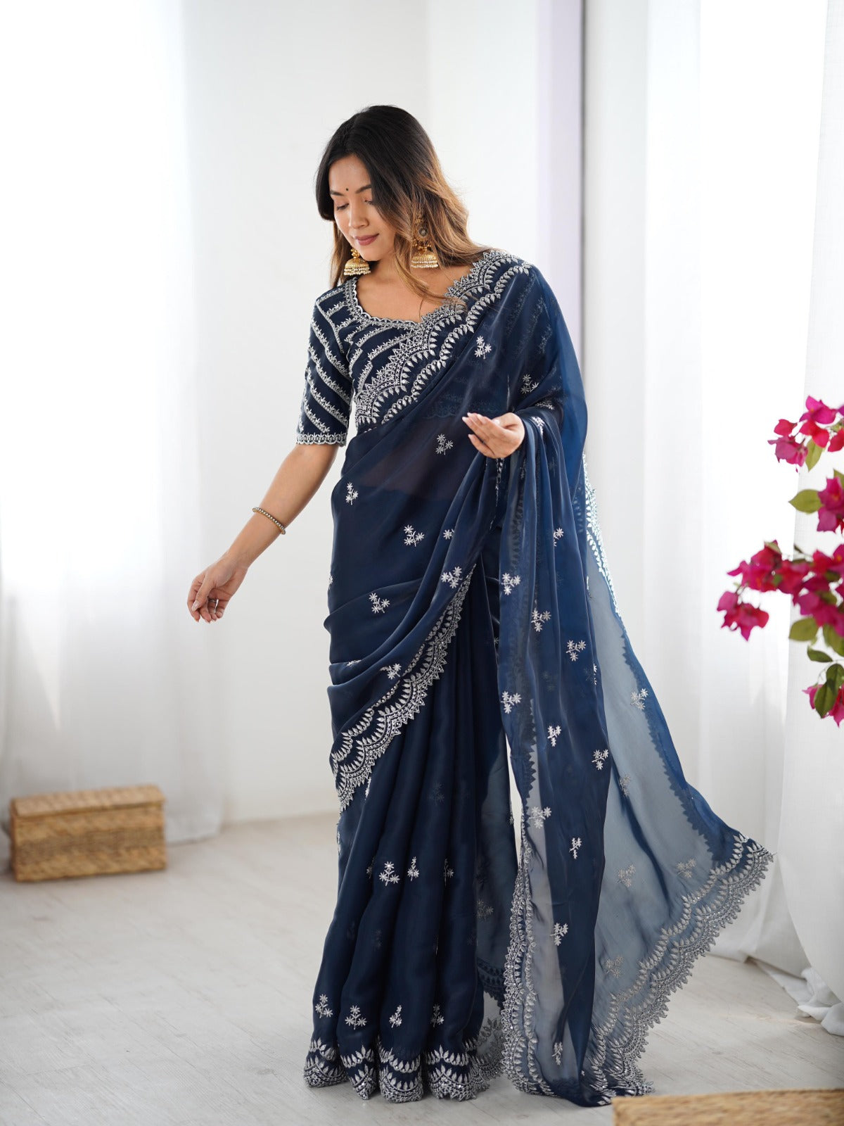 Premium Designer Jimmy Choo Embroidered Saree for Women