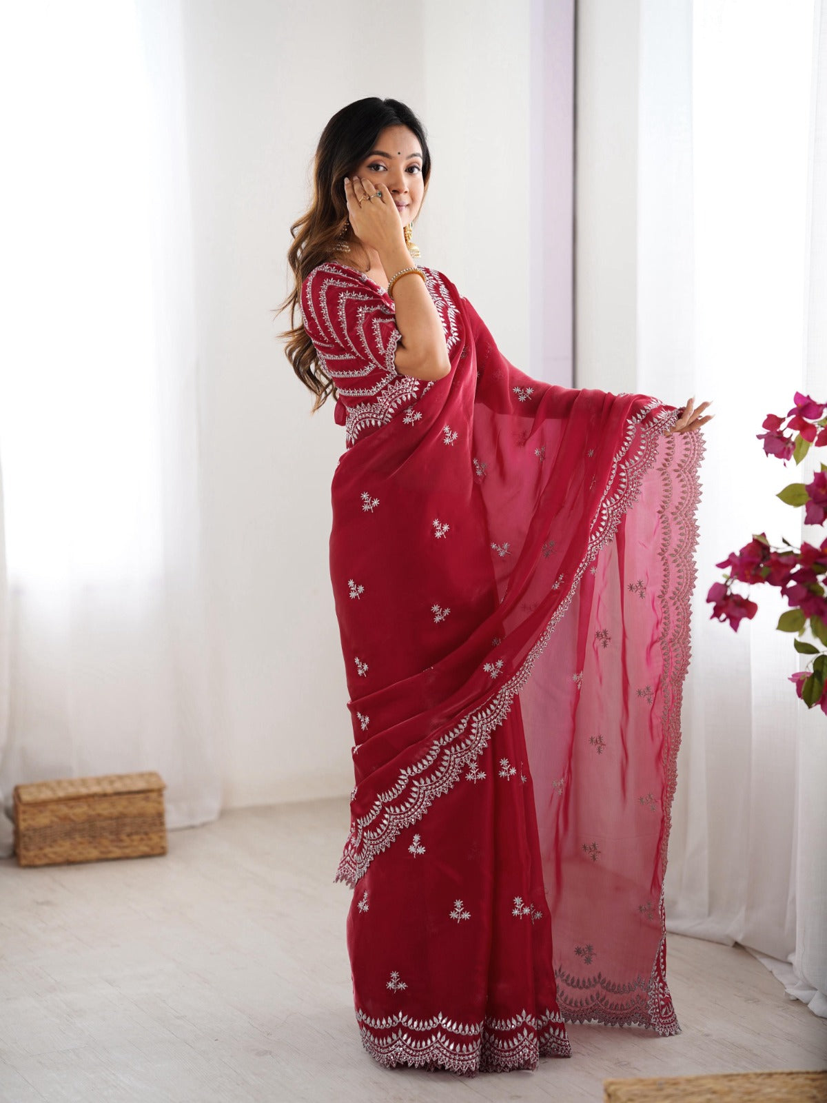 Premium Designer Jimmy Choo Embroidered Saree for Women