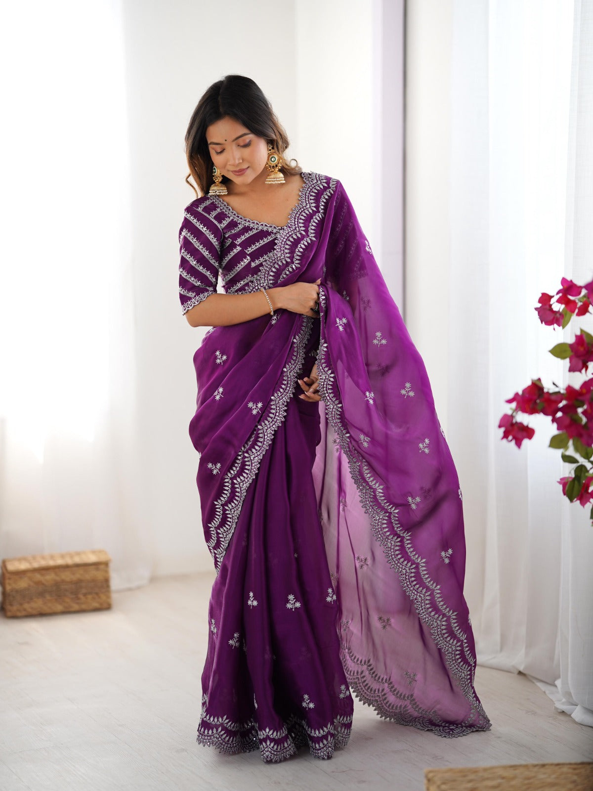 Premium Designer Jimmy Choo Embroidered Saree for Women