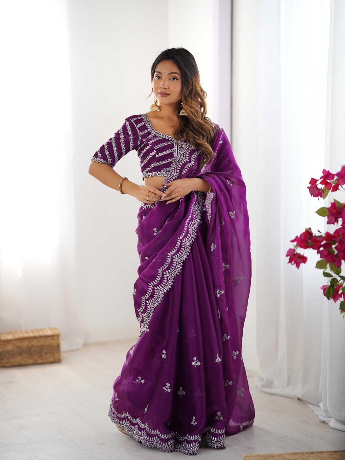 Premium Designer Jimmy Choo Embroidered Saree for Women