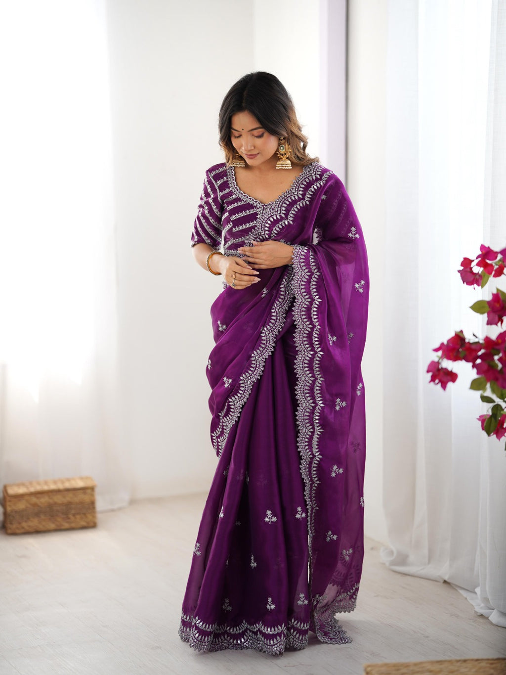 Premium Designer Jimmy Choo Embroidered Saree for Women
