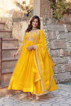 Premium Designer Gown with Embroidered Dupatta | Party Wear Outfit