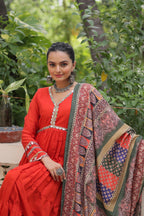 Premium Frill Gown with Printed Dupatta - Wedding Functions Outfit