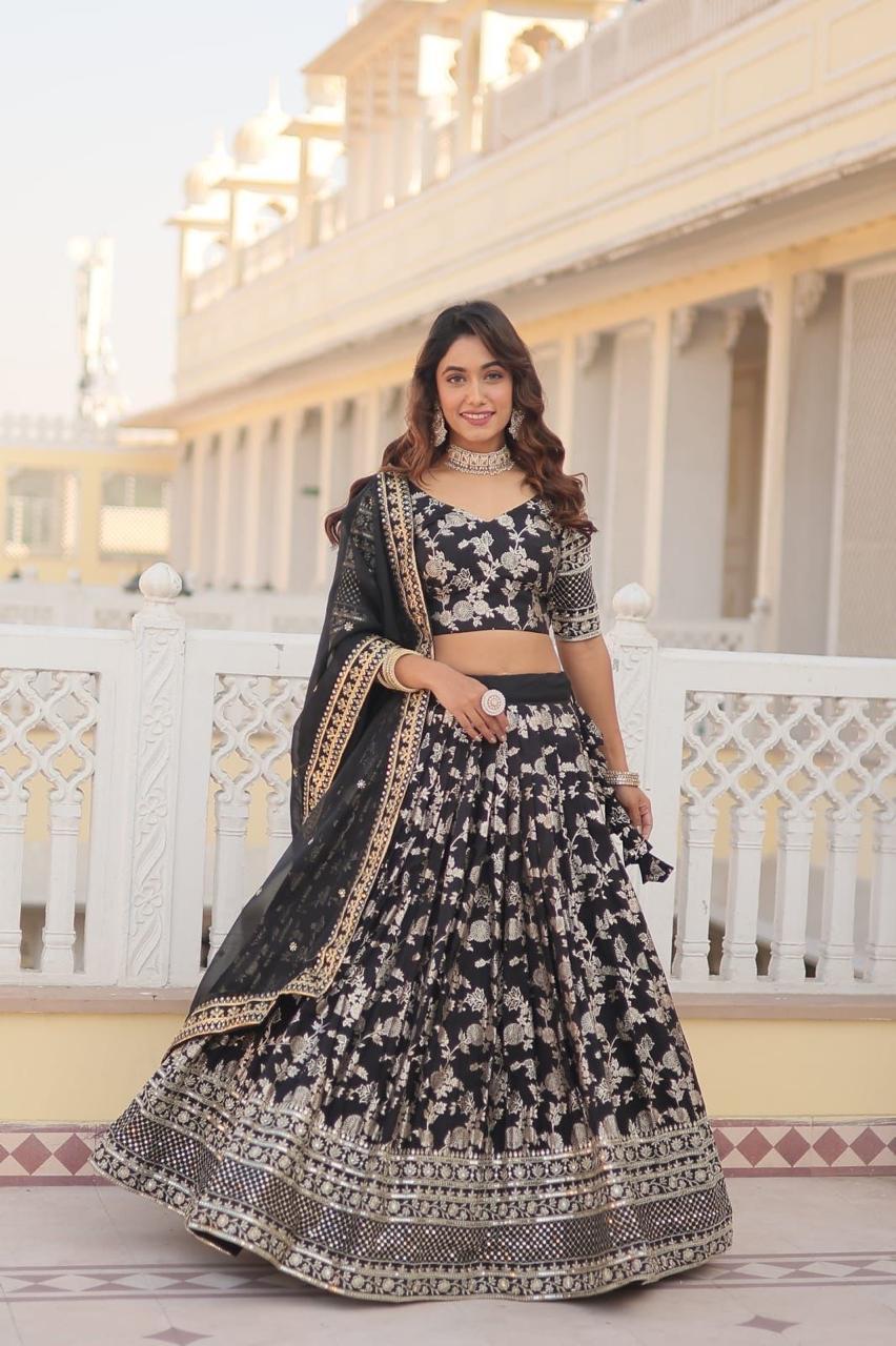 Premium Designer Viscose Jacquard Lehenga Choli with Embroidered Dupatta