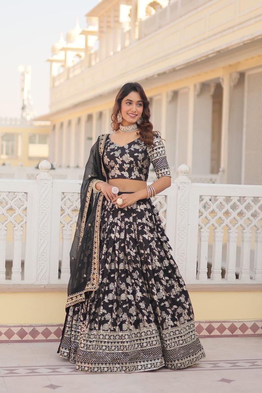 Premium Designer Viscose Jacquard Lehenga Choli with Embroidered Dupatta