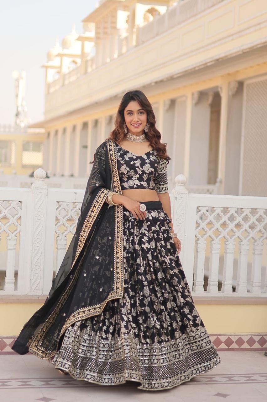 Premium Designer Viscose Jacquard Lehenga Choli with Embroidered Dupatta