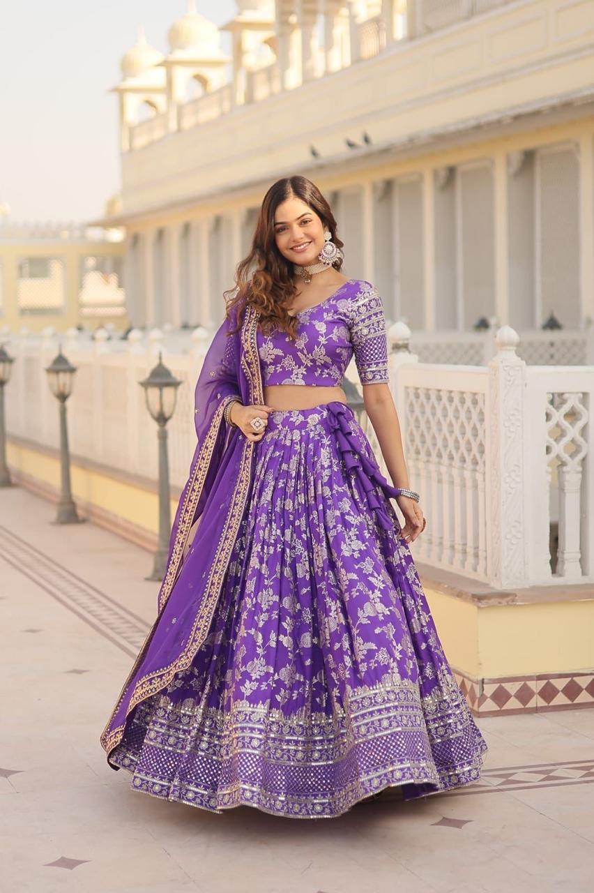 Premium Designer Viscose Jacquard Lehenga Choli with Embroidered Dupatta