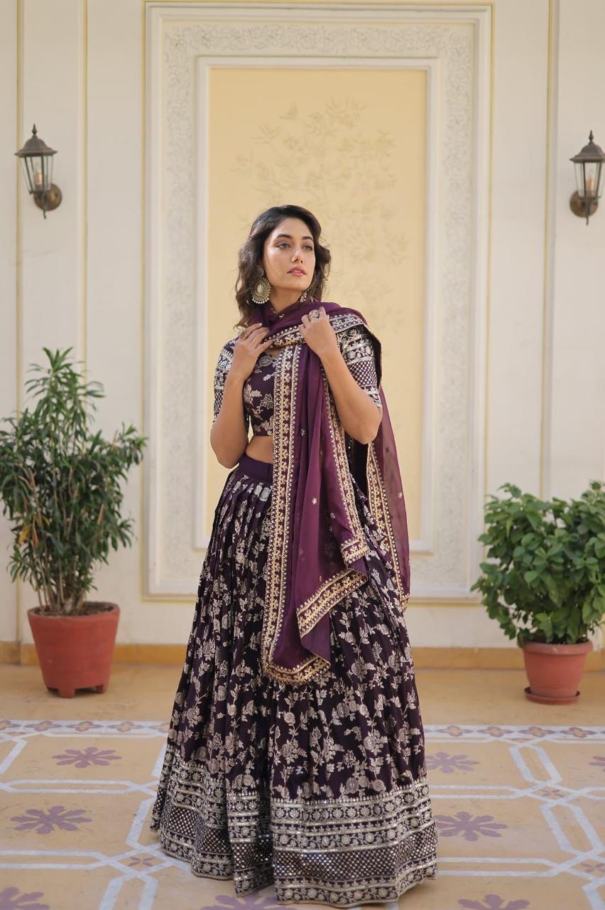 Premium Designer Viscose Jacquard Lehenga Choli with Embroidered Dupatta