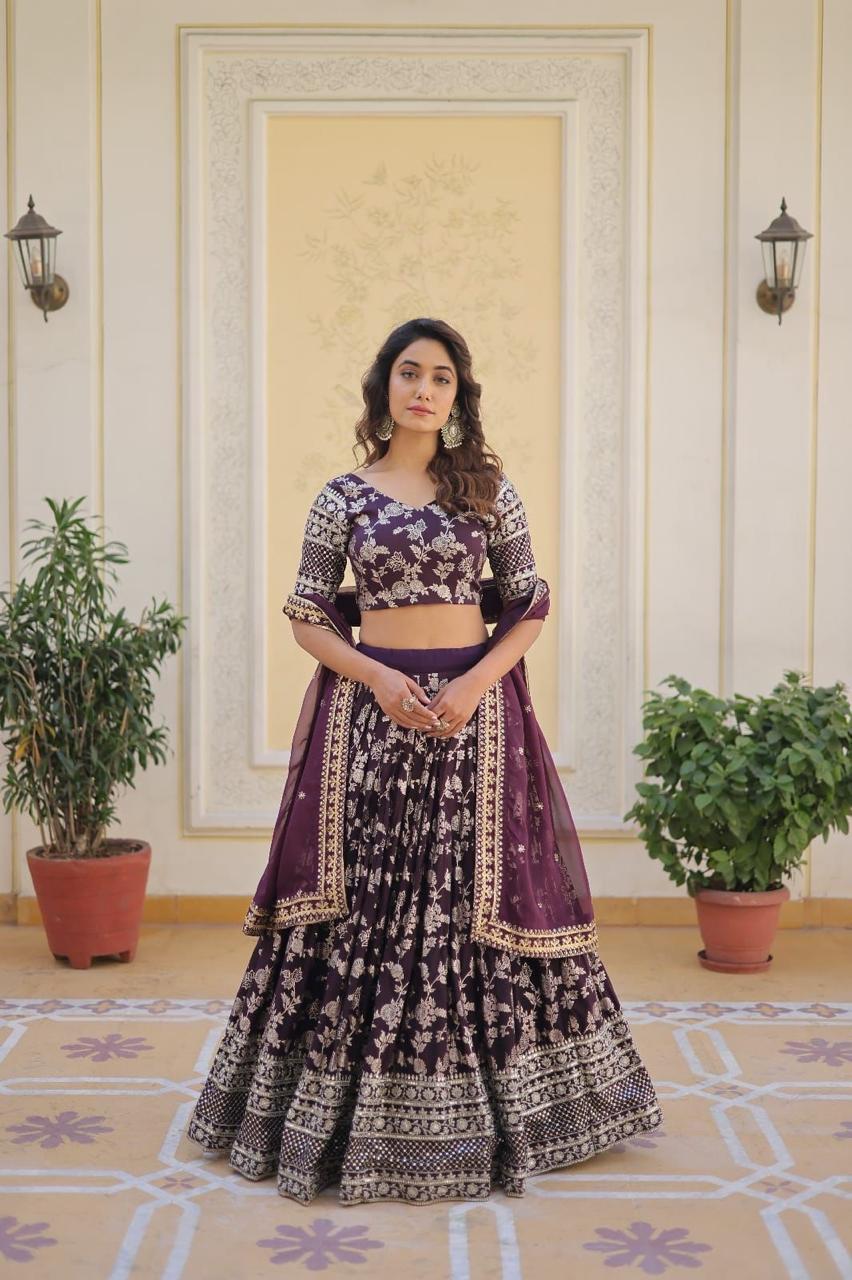 Premium Designer Viscose Jacquard Lehenga Choli with Embroidered Dupatta