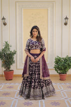 Premium Designer Viscose Jacquard Lehenga Choli with Embroidered Dupatta