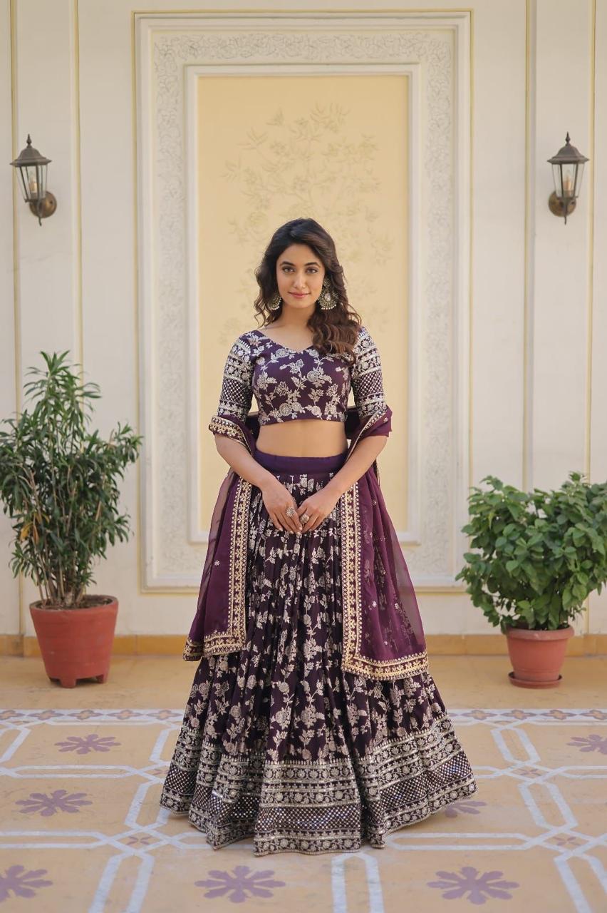 Premium Designer Viscose Jacquard Lehenga Choli with Embroidered Dupatta