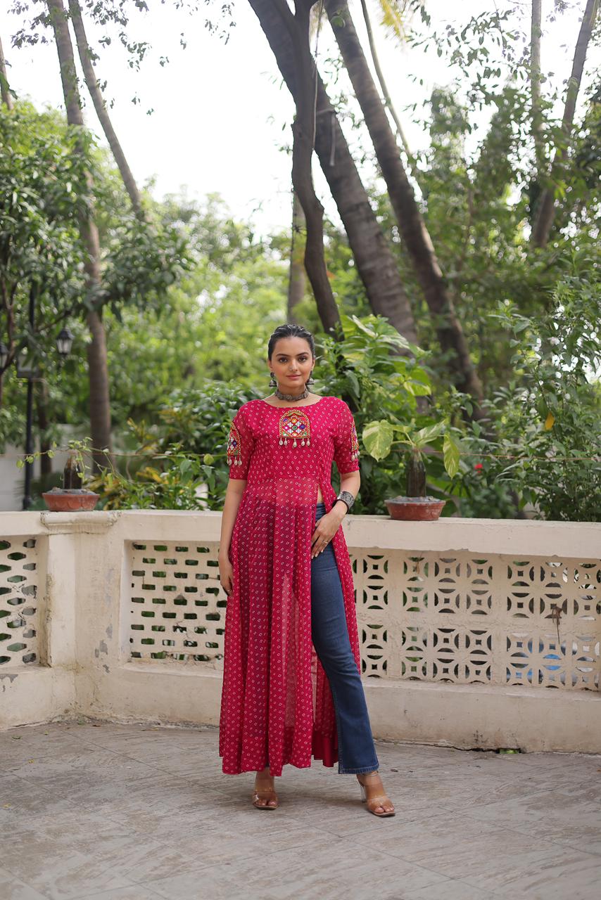 Bandhani Print Kutchi Patchwork Kurti