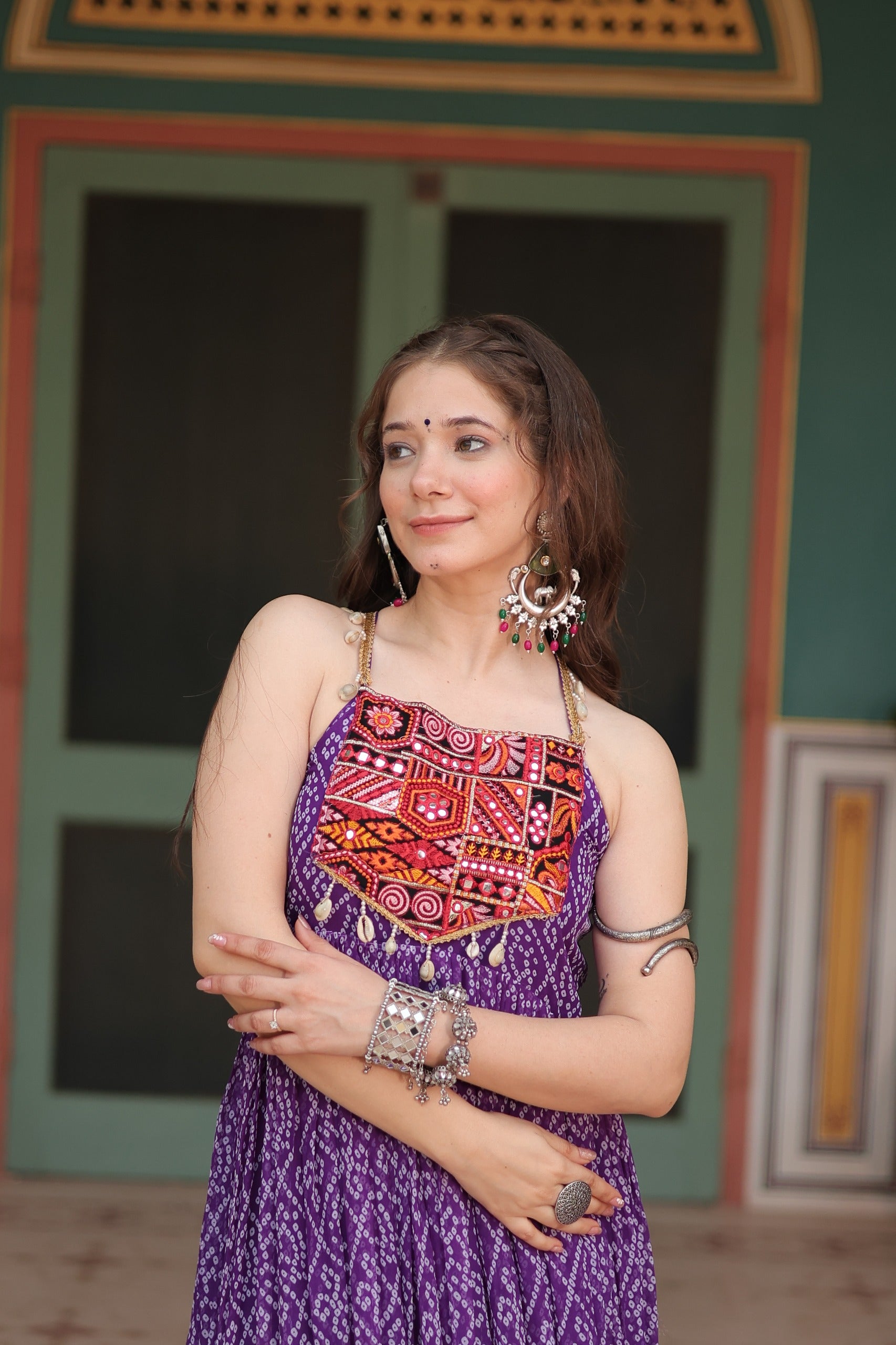 Bandhani Print Sleeveless Gown