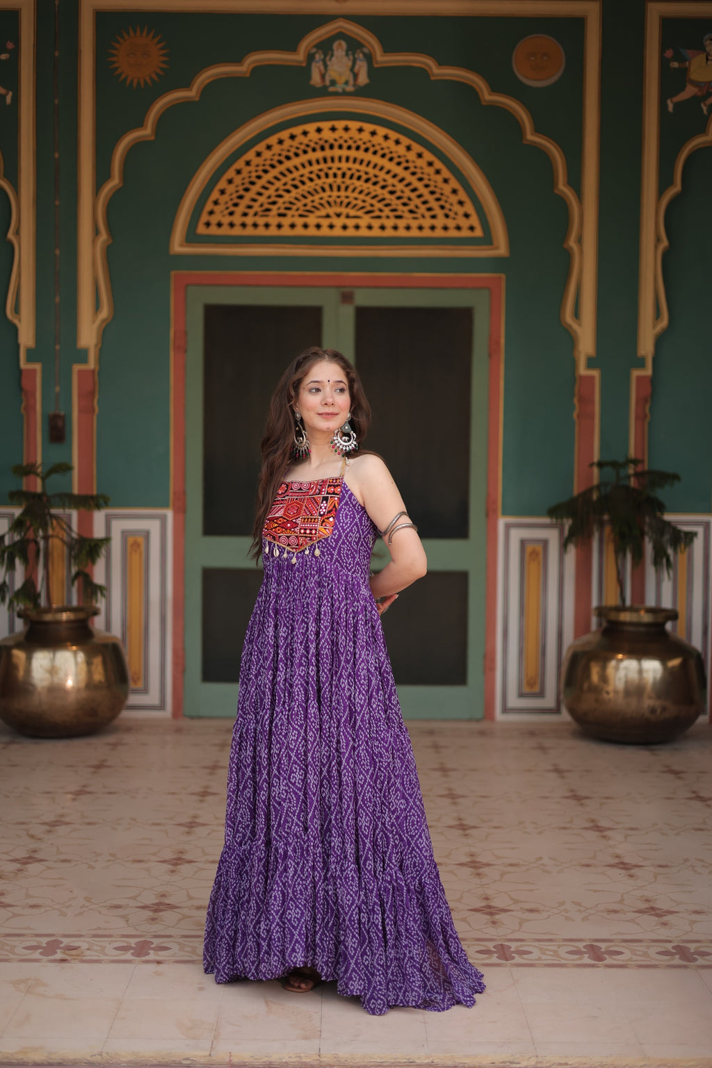 Bandhani Print Sleeveless Gown