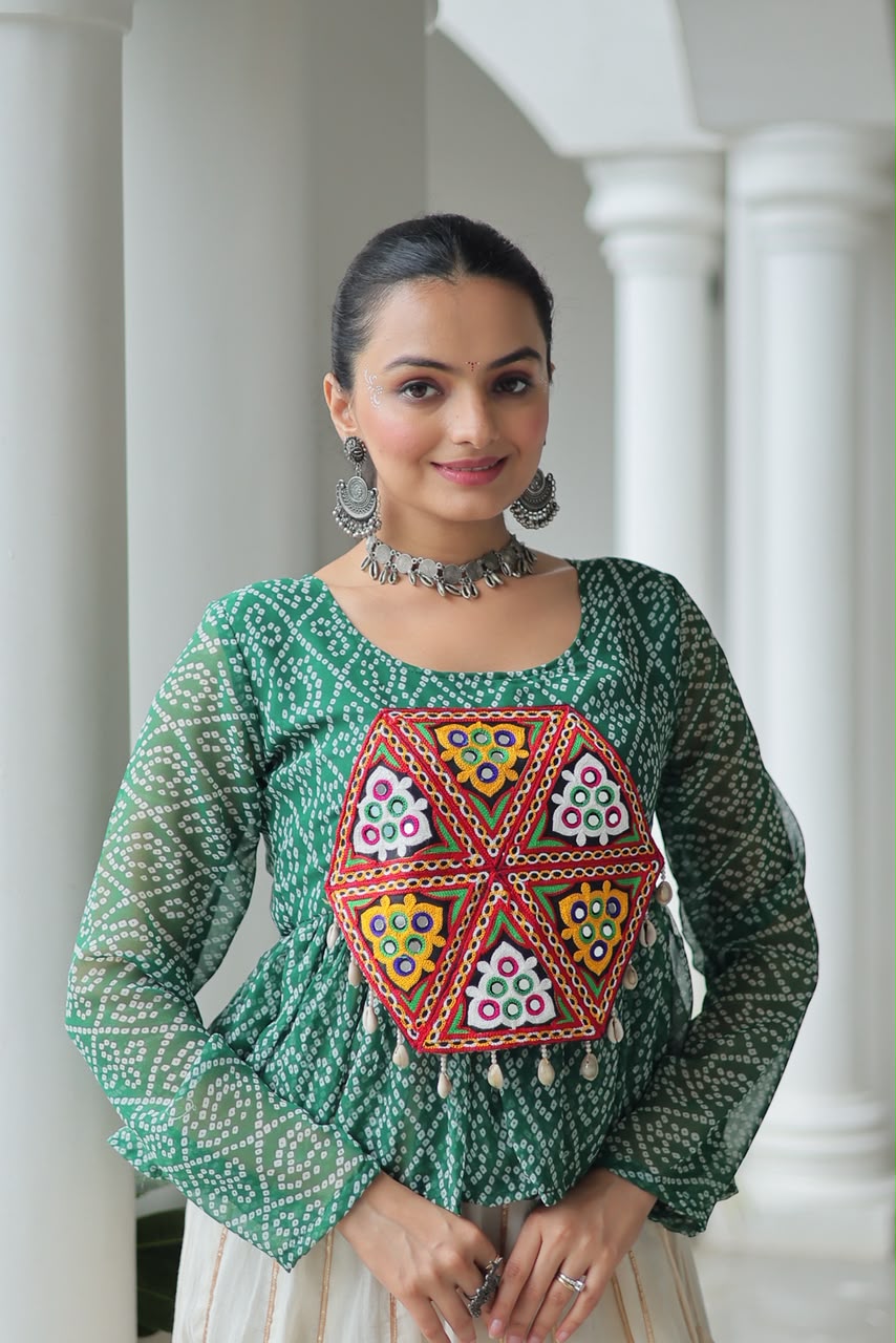Bandhani Print Peplum Top