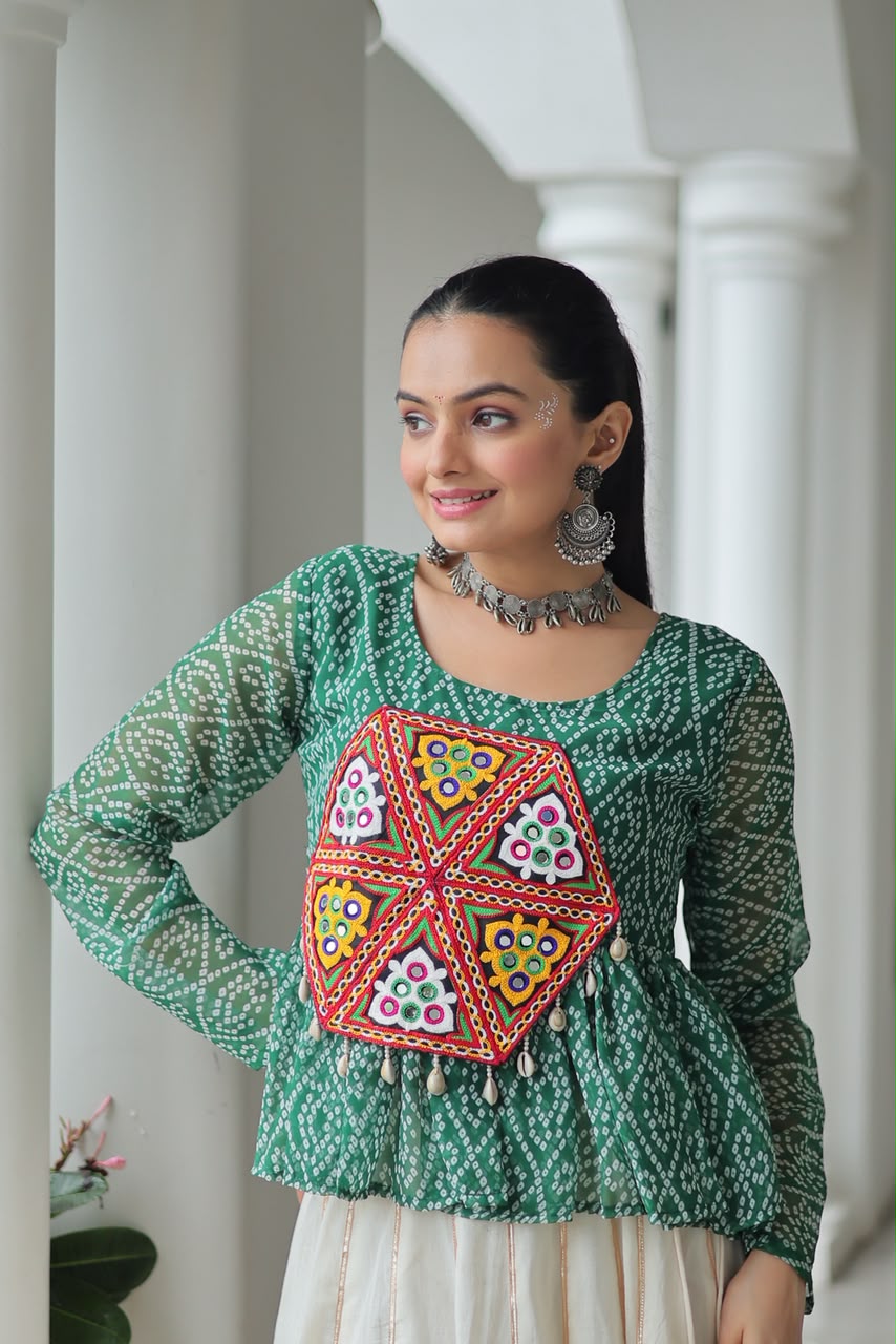 Bandhani Print Peplum Top