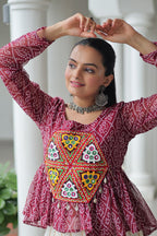 Bandhani Print Peplum Top