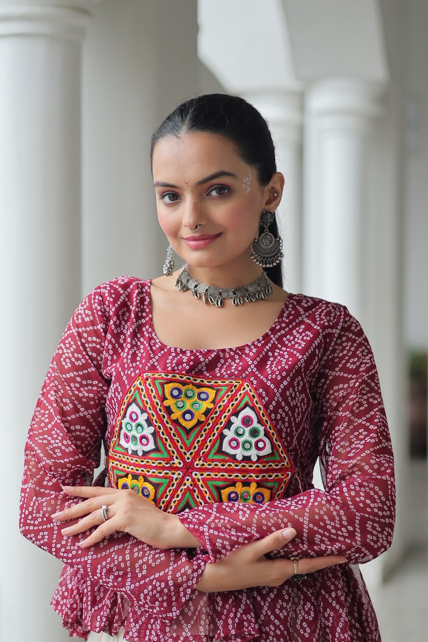 Bandhani Print Peplum Top