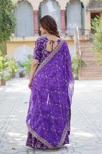 Premium Purple Jacquard Gharara Suit Set with Embroidered Dupatta