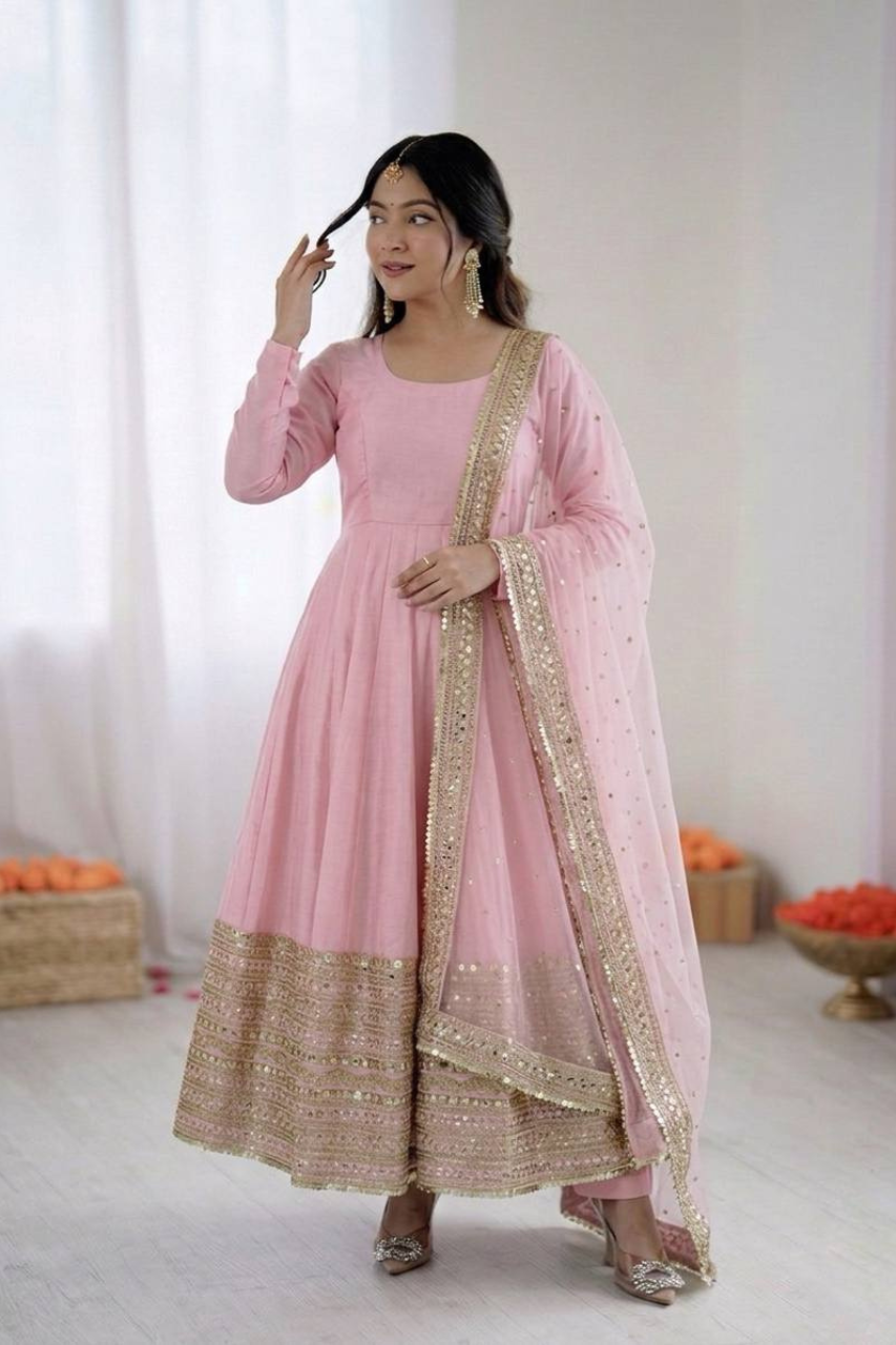 Premium Six Color Embroidered Anarkali Suit Set with Dupatta